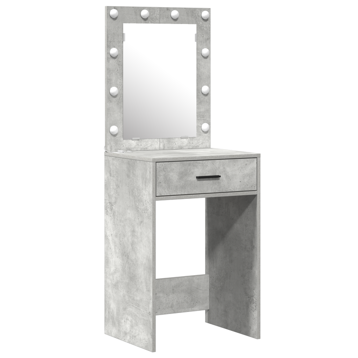 Set masă toaletă cu LED, 2 piese, gri beton, lemn prelucrat - WALTI WALTI