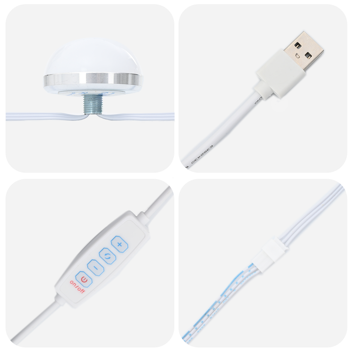 Set masă toaletă cu LED 3 piese, stejar artizanal, lemn - WALTI WALTI