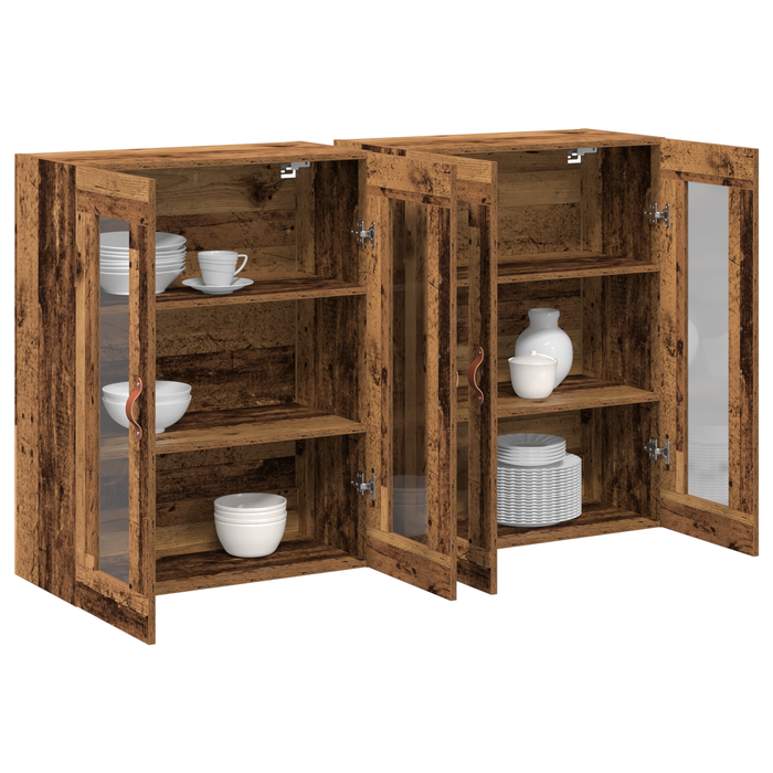 Cabinete montate pe perete 2 pcs Lemn vechi 69.5x34x90 cm Lemn prelucrat - WALTI WALTI