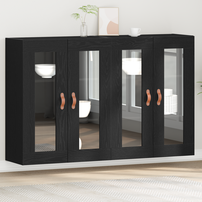 Mobilier de perete 2 buc Negru Stejar 69,5x34x90 cm Lemn compus - WALTI WALTI