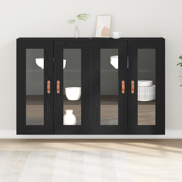 Mobilier de perete 2 buc Negru Stejar 69,5x34x90 cm Lemn compus - WALTI WALTI