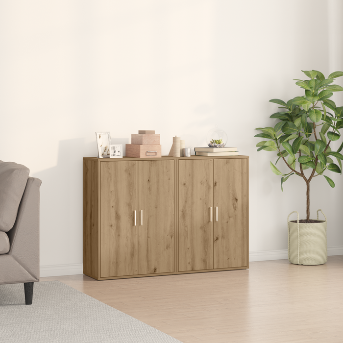 Sideboard-uri 2 buc stejar artizanal 60x31x84 cm Lemn ingineresc - WALTI WALTI