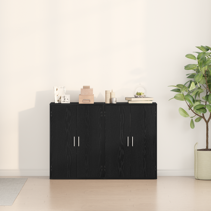 Servante 2 buc Negru Stejar 60x31x84 cm Lemn ingineresc - WALTI WALTI