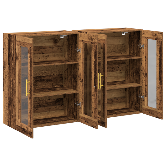 Dulapuri Montate pe Perete 2 buc Lemn Vechi 69,5x34x90 cm Lemn Ingineresc - WALTI WALTI