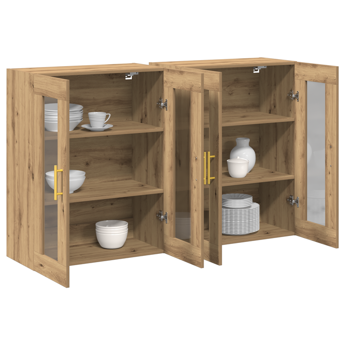 Dulapuri Montate pe Perete 2 pcs Stejar Artisan 69,5x34x90 cm Lemn Ingineresc - WALTI WALTI