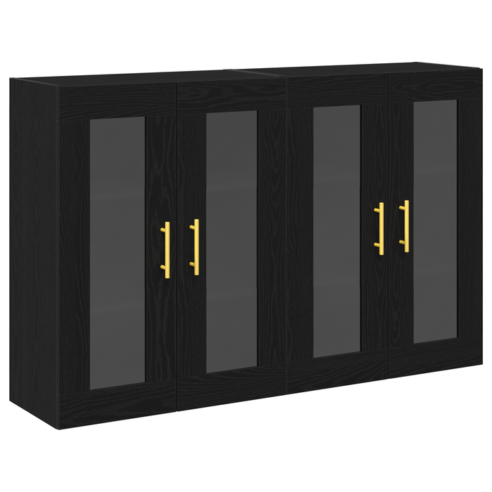 Dulapuri Montate pe Perete 2 buc Negru Stejar 69,5x34x90 cm Lemn Prelucrat - WALTI WALTI