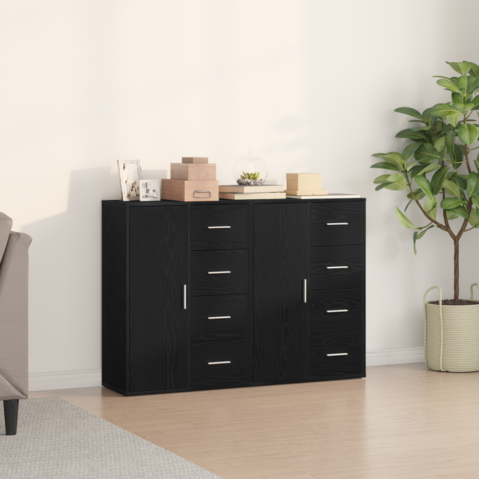 Bufete 2 buc Negru Stejar 60x31x84 cm Lemn Ingineresc - WALTI WALTI