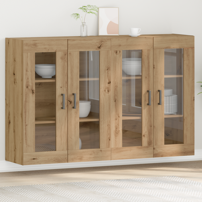 Dulapuri Montate pe Perete 2 buc Artisan Stejar 69,5x34x90 cm Lemn Prelucrat - WALTI WALTI