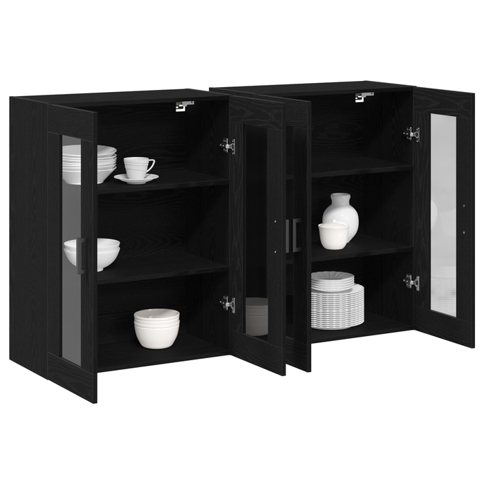 Mobilier de perete 2 buc Negru Stejar 69,5x34x90 cm Lemn prelucrat - WALTI WALTI