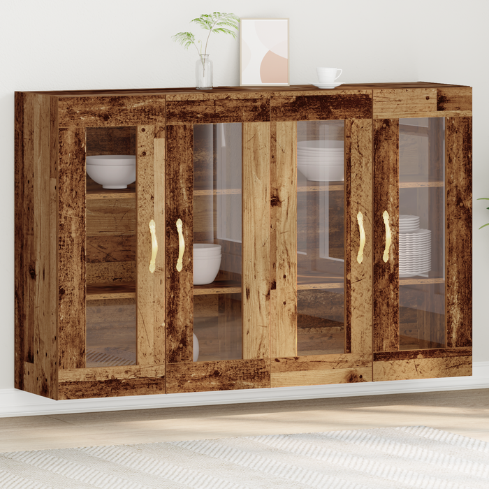 Dulapuri Montate pe Perete 2 buc Lemn Vechi 69,5x34x90 cm Lemn Ingineresc - WALTI WALTI