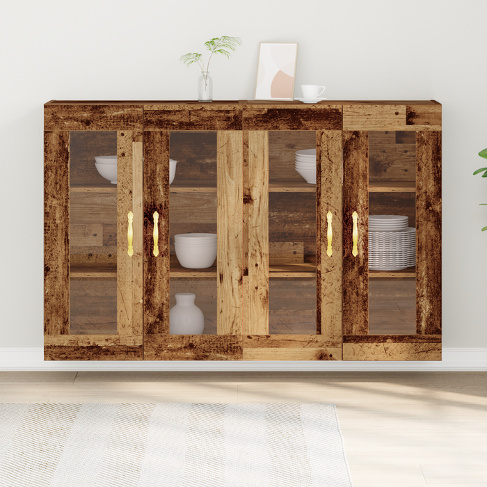 Dulapuri Montate pe Perete 2 buc Lemn Vechi 69,5x34x90 cm Lemn Ingineresc - WALTI WALTI