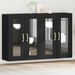 Dulapuri montate pe perete 2 buc Negru Stejar 69,5x34x90 cm Lemn compus - WALTI WALTI