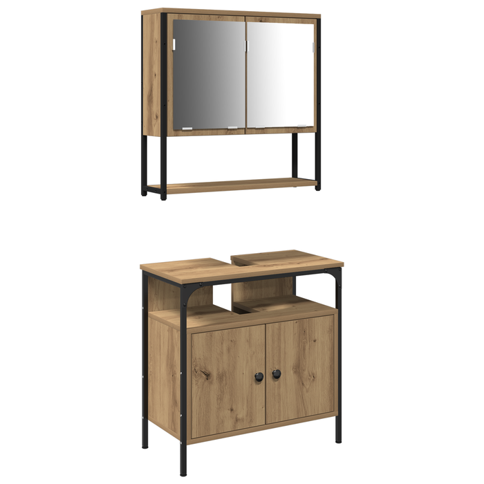 Set de mobilier pentru baie 2 piese din lemn de stejar artistic - WALTI WALTI