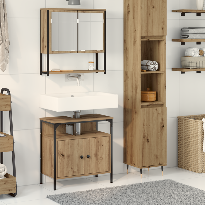 Set de mobilier pentru baie 2 piese din lemn de stejar artistic - WALTI WALTI