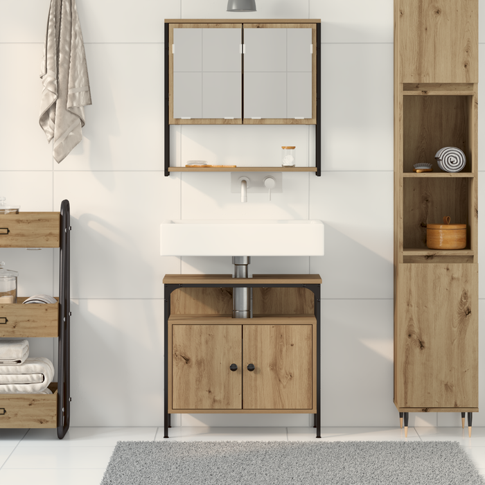 Set de mobilier pentru baie 2 piese din lemn de stejar artistic - WALTI WALTI