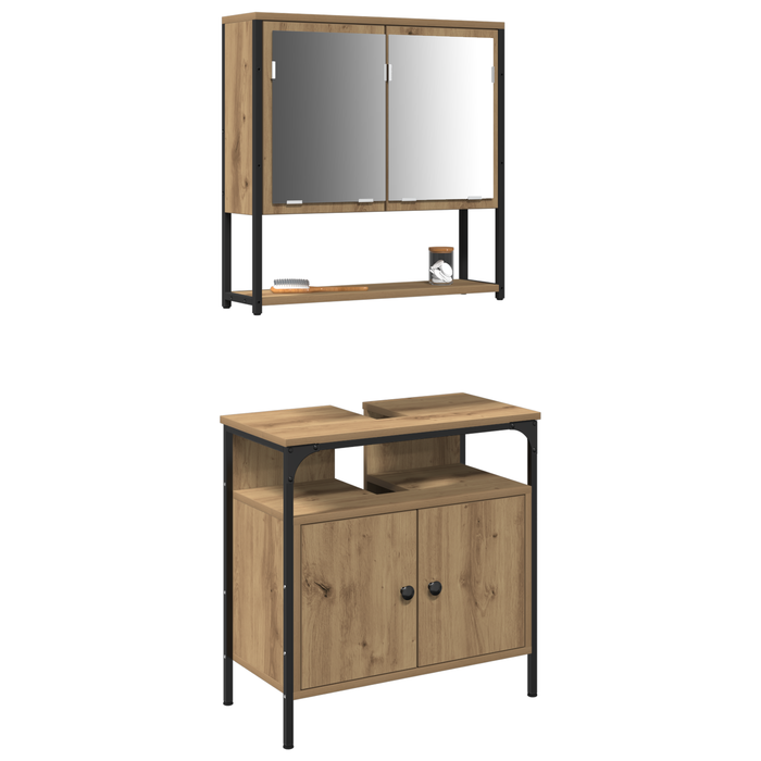 Set de mobilier pentru baie 2 piese din lemn de stejar artistic - WALTI WALTI