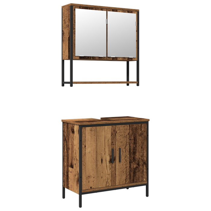 Set de Mobilier pentru Baie în 2 Piese din Lemn Vechi și Lemn Prelucrat - WALTI WALTI