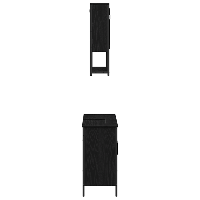 Set de mobilier pentru baie 2 piese în stejar negru din lemn prelucrat - WALTI WALTI