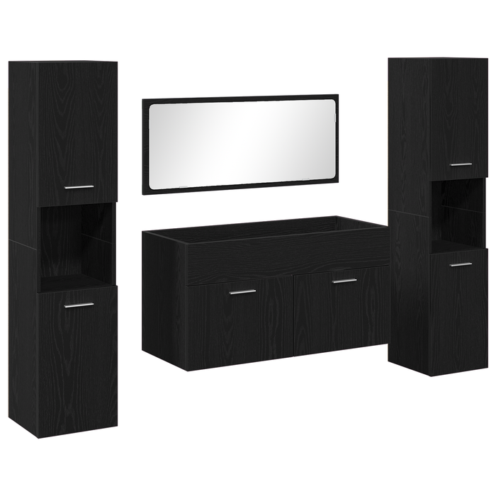 Set mobilier baie 4 piese din lemn prelucrat negru - WALTI WALTI