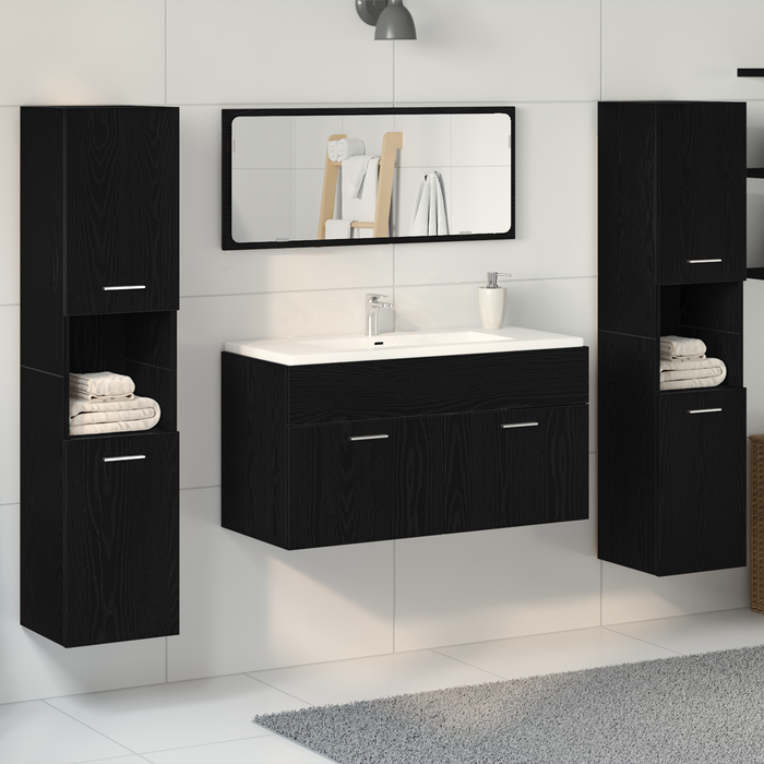 Set mobilier baie 4 piese din lemn prelucrat negru - WALTI WALTI