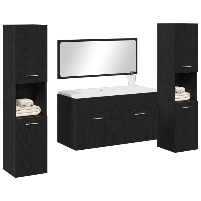Set mobilier baie 4 piese din lemn prelucrat negru - WALTI WALTI