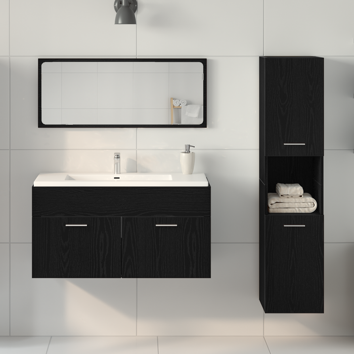 Set mobilă baie 3 piese din stejar negru, lemn ingineresc - WALTI WALTI
