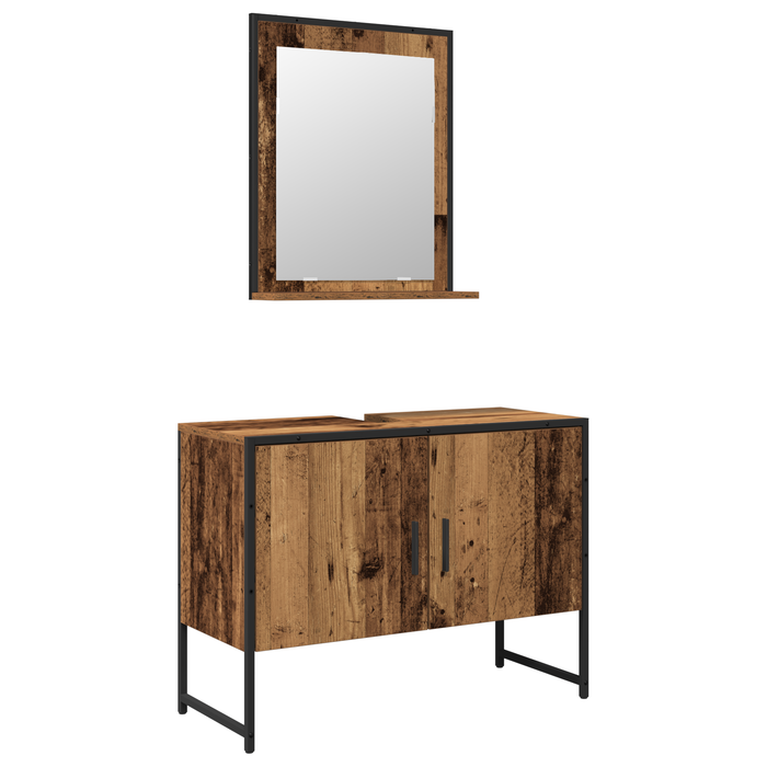 Set de mobilier pentru baie 2 piese din lemn vechi, lemn din inginerie - WALTI WALTI