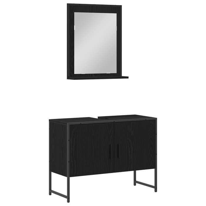 Set de mobilier pentru baie , 2 piese, lemn ingineresc, stejar negru - WALTI WALTI