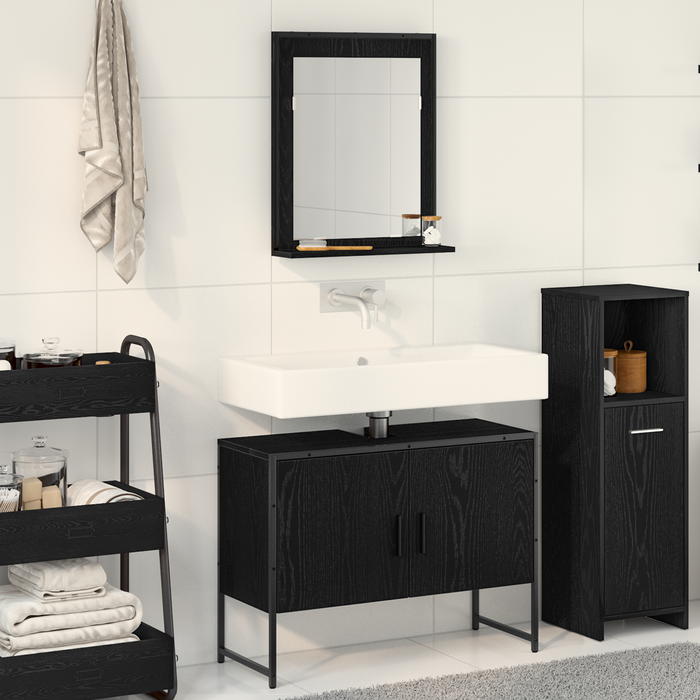 Set de mobilier pentru baie , 2 piese, lemn ingineresc, stejar negru - WALTI WALTI