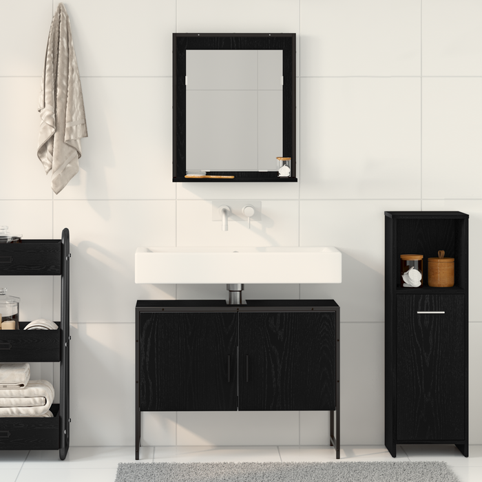 Set de mobilier pentru baie , 2 piese, lemn ingineresc, stejar negru - WALTI WALTI