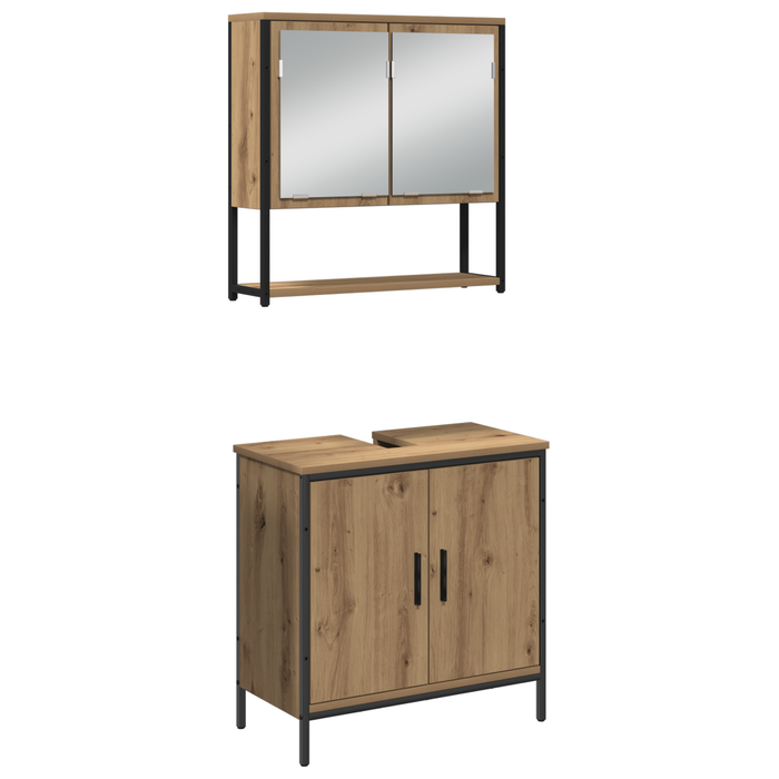 Set de Mobilier pentru Baie 3 Piese Stejar Artisan Lemn Stratificat - WALTI WALTI