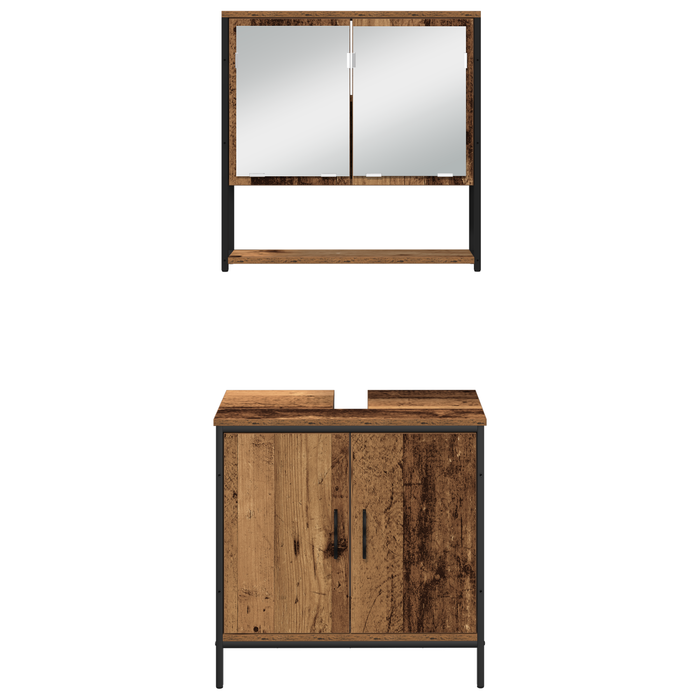 Set de Mobilier pentru Baie 3 Piese Lemn Vechi din Lemn Compozit - WALTI WALTI
