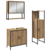 Set de Mobilier pentru Baie din 3 Piese Stejar Artizanal Lemn Prelucrat - WALTI WALTI