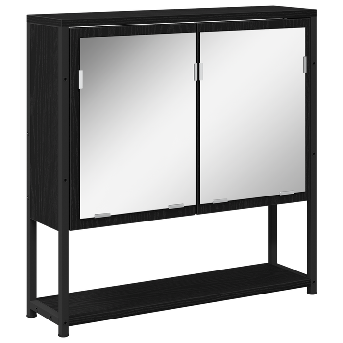 Set de Mobilier pentru Baie 3 Piese Negru Stejar Lemn Prelucrat - WALTI WALTI