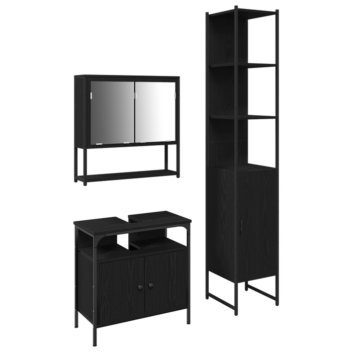 Set Mobile Baie de 3 Piese în Stejar Negru - WALTI WALTI