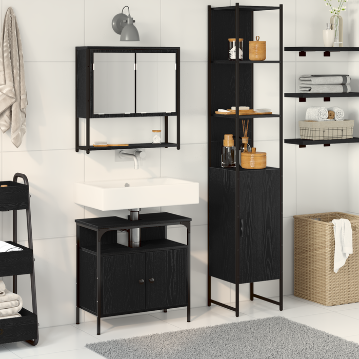 Set Mobile Baie de 3 Piese în Stejar Negru - WALTI WALTI