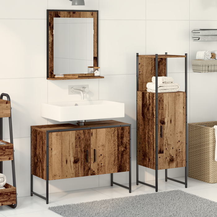 Set de mobilier pentru baie format din 3 piese din lemn vechi și lemn compus - WALTI WALTI
