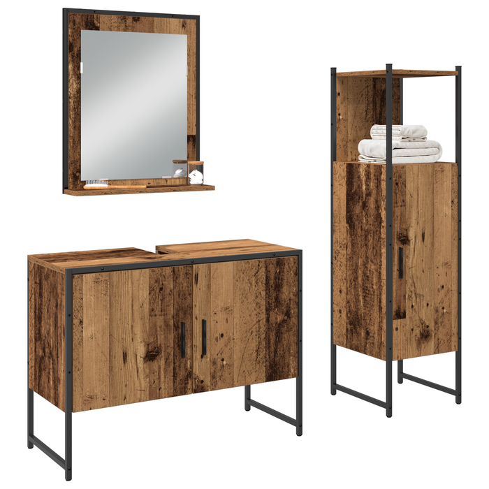Set de mobilier pentru baie format din 3 piese din lemn vechi și lemn compus - WALTI WALTI