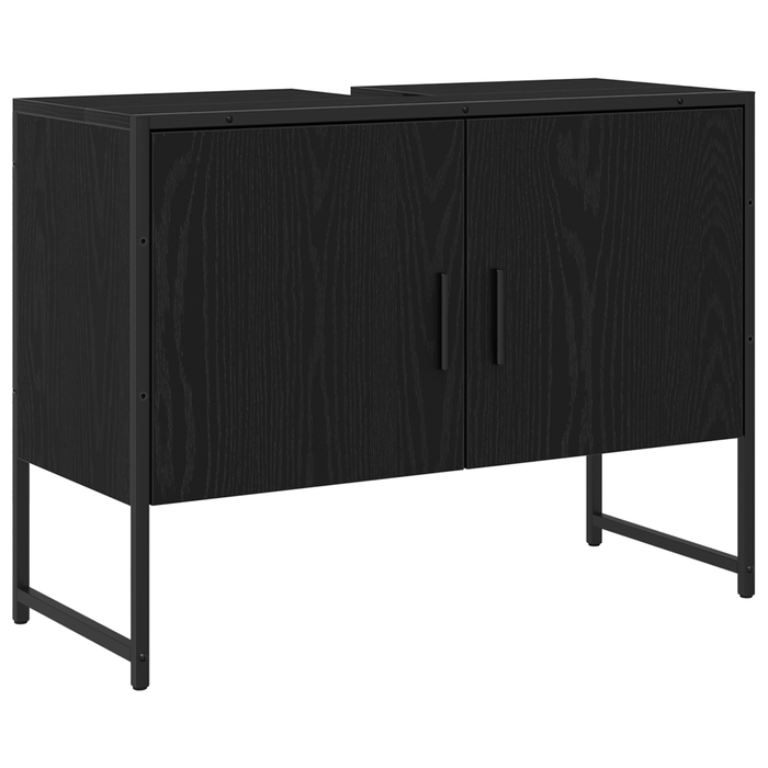 Set de Mobilier pentru Baie 3 Piese Negru Stejar Lemn Prelucrat - WALTI WALTI