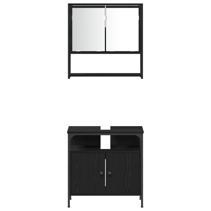 Set de mobilier pentru baie 3 piese stejar negru lemn compus - WALTI WALTI