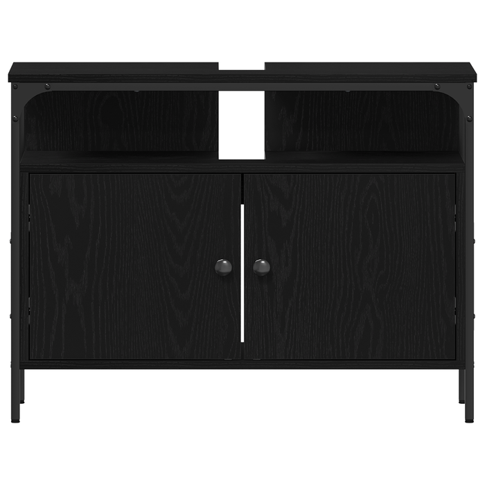 Set de mobilier pentru baie din 3 piese, lemn ingineresc, stejar negru - WALTI WALTI