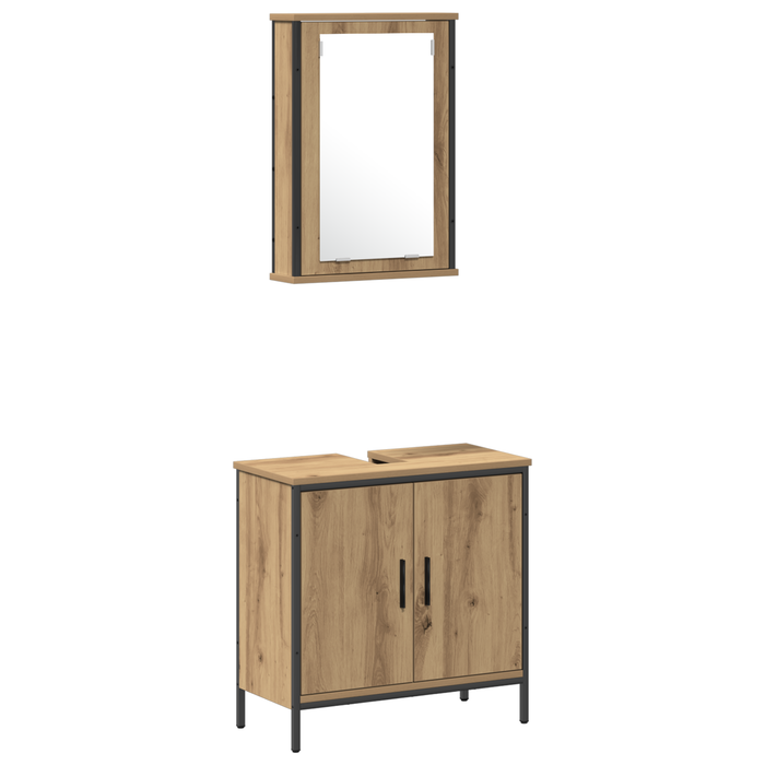 Set de mobilier pentru baie 3 piese din lemn ingineresc stejar artisan - WALTI WALTI