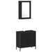 Set de mobilier pentru baie 3 piese Negru stejar din lemn prelucrat - WALTI WALTI