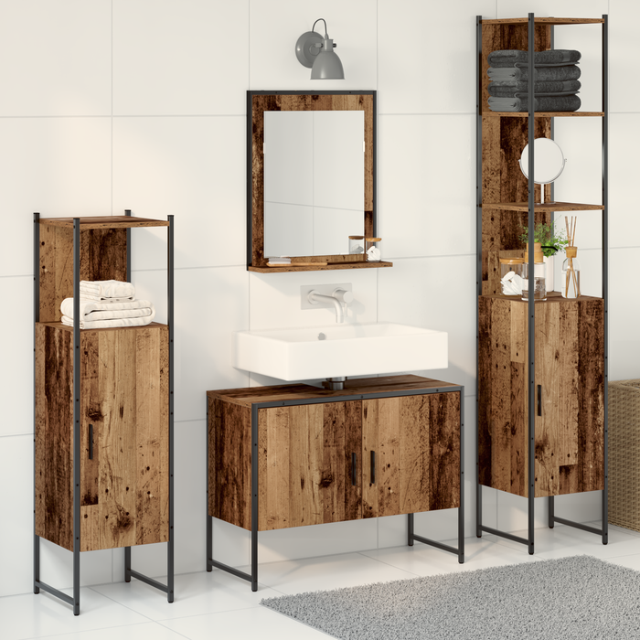 Set Mobilier Baie de 4 Piese Lemn Vechi Lemn Prelucrat - WALTI WALTI