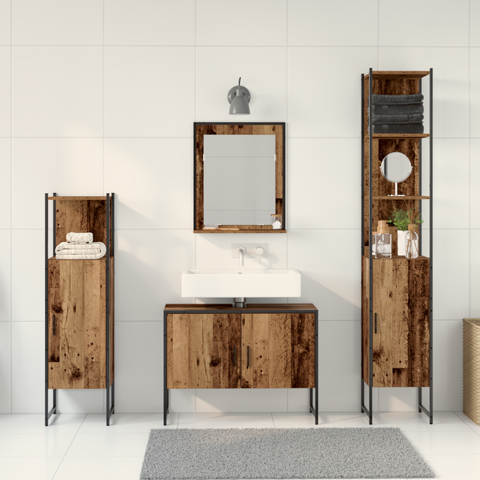 Set Mobilier Baie de 4 Piese Lemn Vechi Lemn Prelucrat - WALTI WALTI
