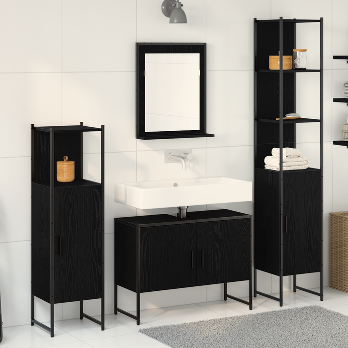Set 4 piese mobilier baie Stejar negru Lemn prelucrat - WALTI WALTI