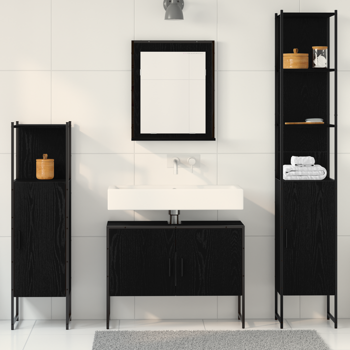 Set 4 piese mobilier baie Stejar negru Lemn prelucrat - WALTI WALTI
