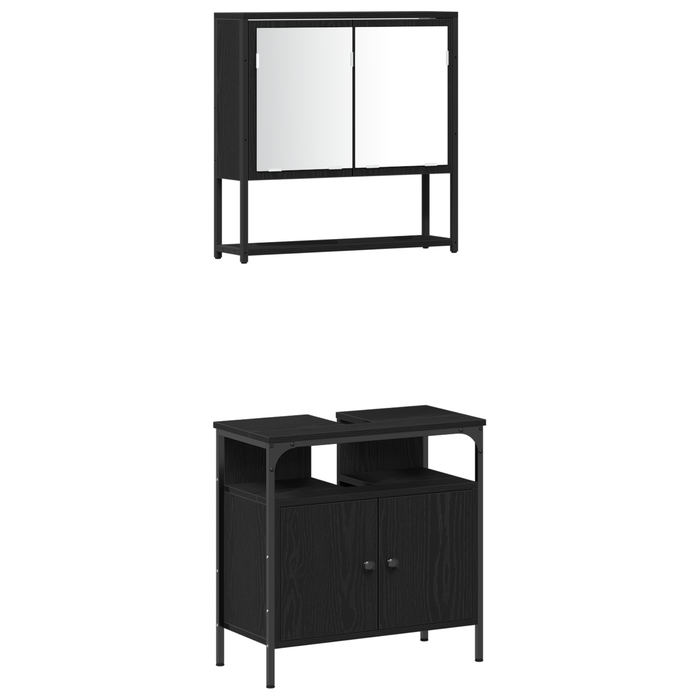 Set de mobilă pentru baie din 4 piese - Stejar negru - WALTI WALTI