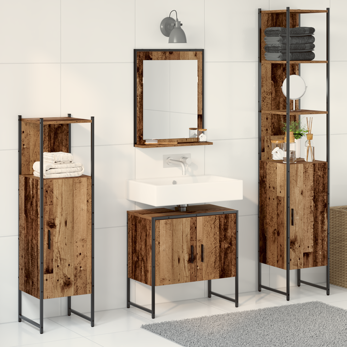 Set de mobila pentru baie de 4 piese din lemn uzat - WALTI WALTI