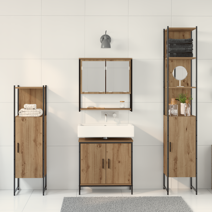 Set de mobilier pentru baie 4 piese Lemn de stejar artizanal - WALTI WALTI